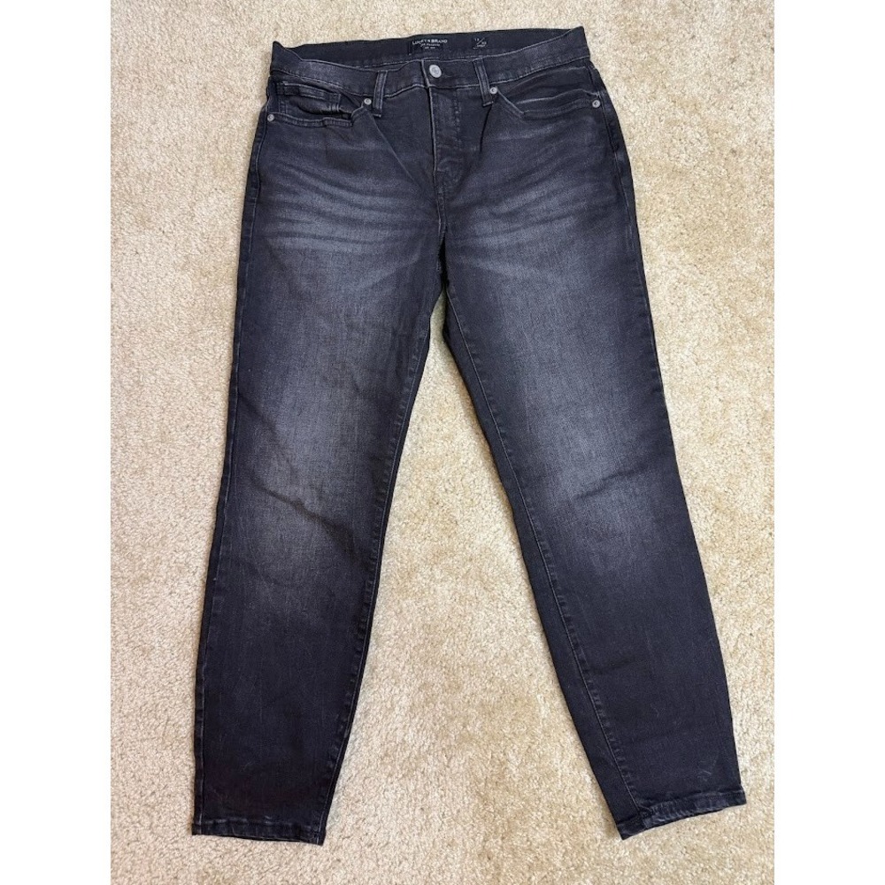 Lucky Brand Ava Mid Rise‎ Skinny Ankle Jeans Faded Black Denim 10/30 Women